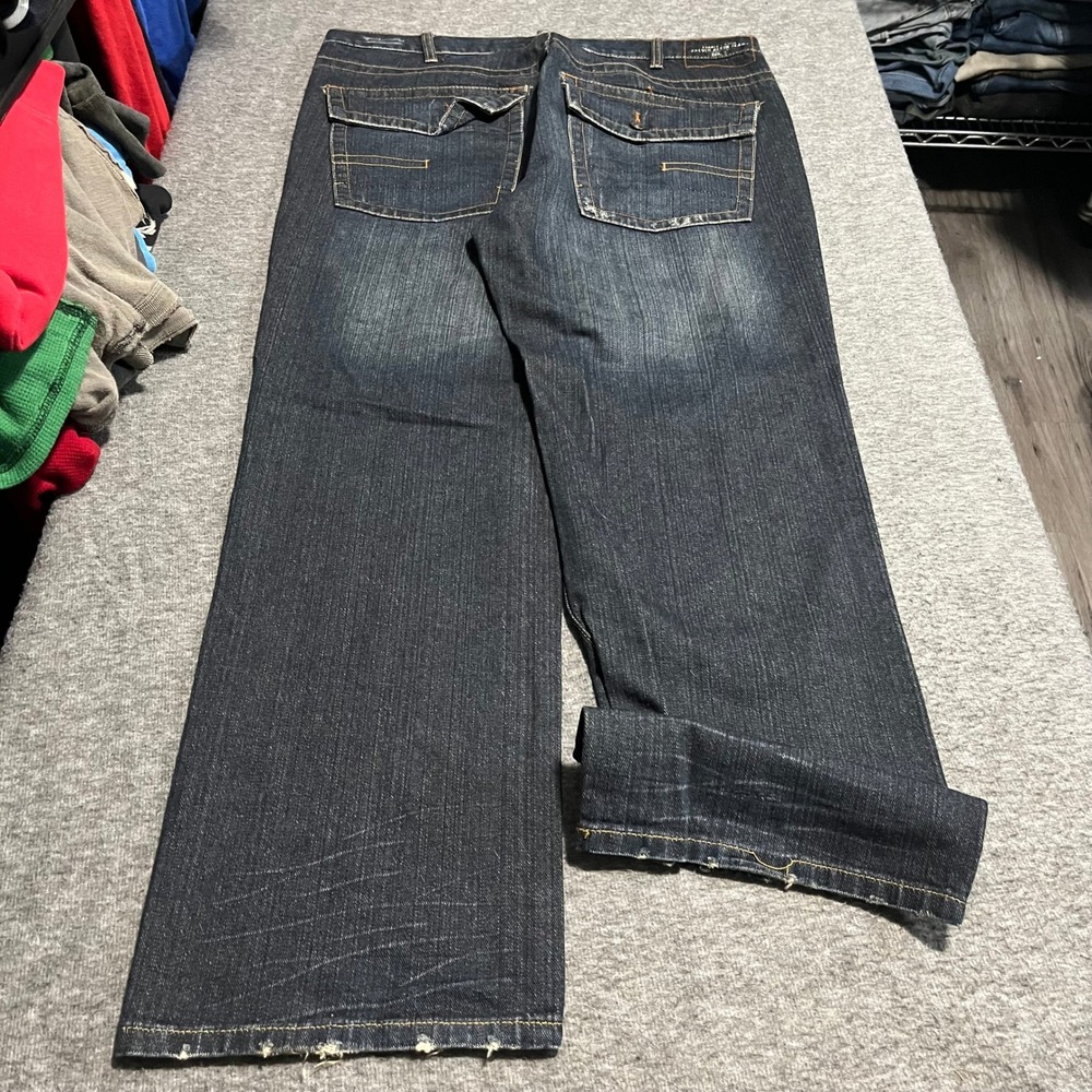 Calvin Klein Jeans Mens 36 DarkWash Relaxed Wide Leg Flap Pocket Denim 32 Inseam